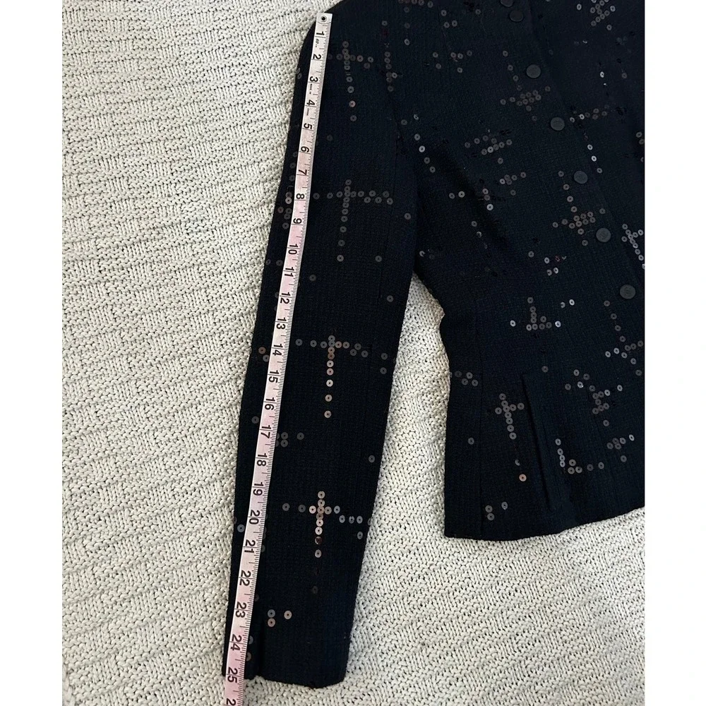 NWT Chanel 02A Black Sequin Tweed Skirt Suit Jacket Set P19919‎ FR 44 US 12